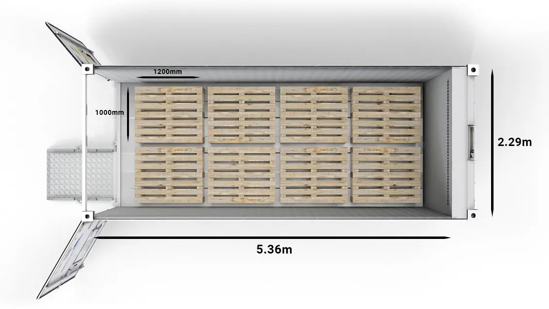 ArcticStore_20ft_Pallets-Standard_Top_Dimensions