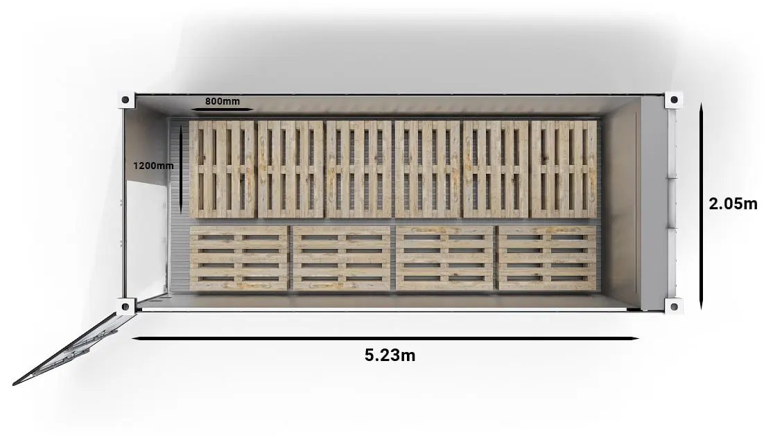 Euro Pallets in 20ft UltraFreezer Refrigerated Container
