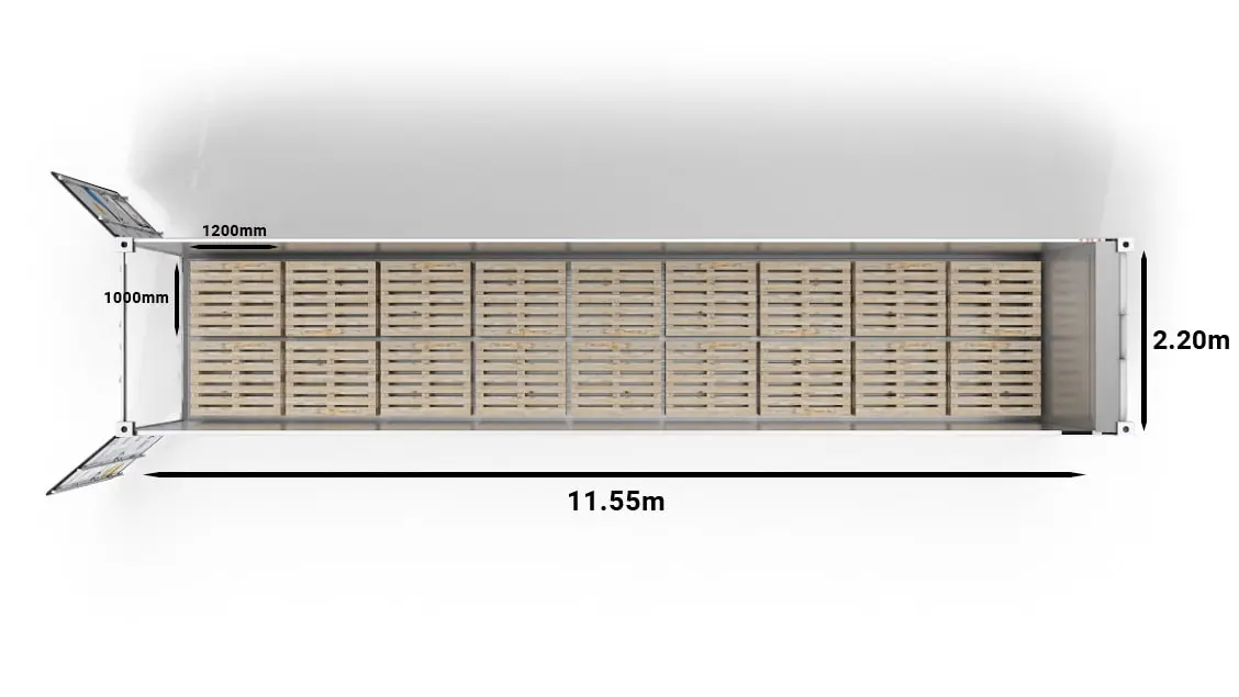 Standard Pallets in 40ft UltraFreezer Refrigerated Container