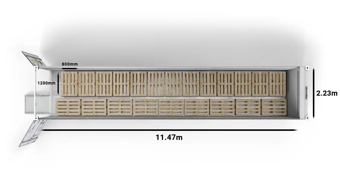 40フィートのArcticStore Horizonにユーロパレット22枚